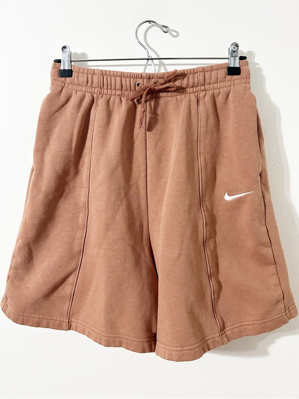 Nike Fleece Shorts Dusty Rose Terracotta Cotton Blend Drawstring Lounge Athletic